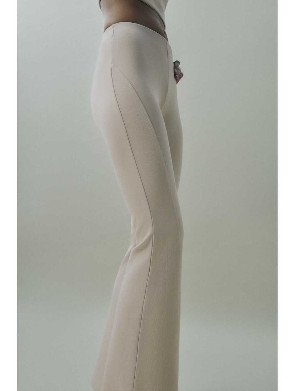Zara Flare Knit Pants in Cream
